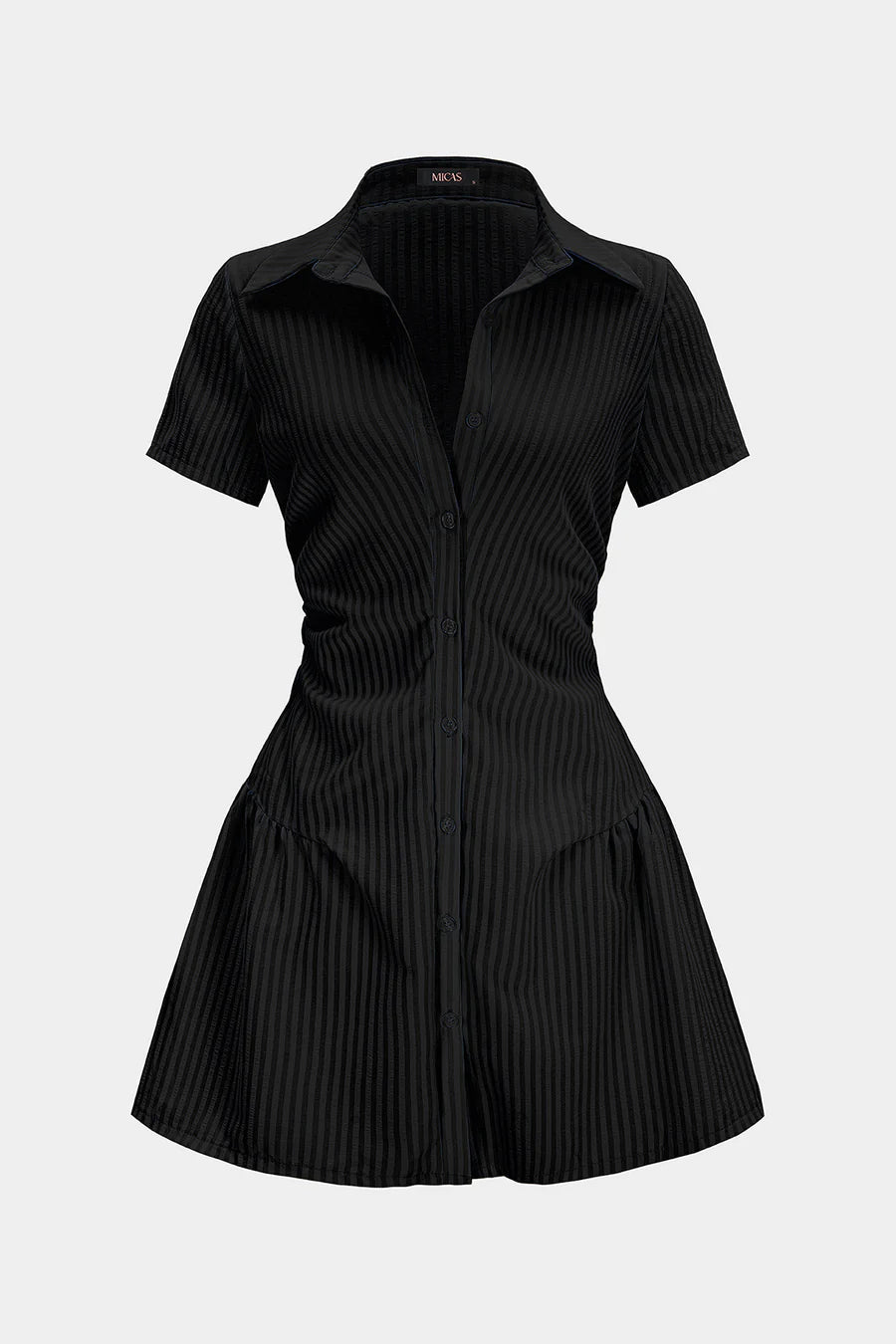Stripes Print V-Neck Short Sleeve Mini Dress