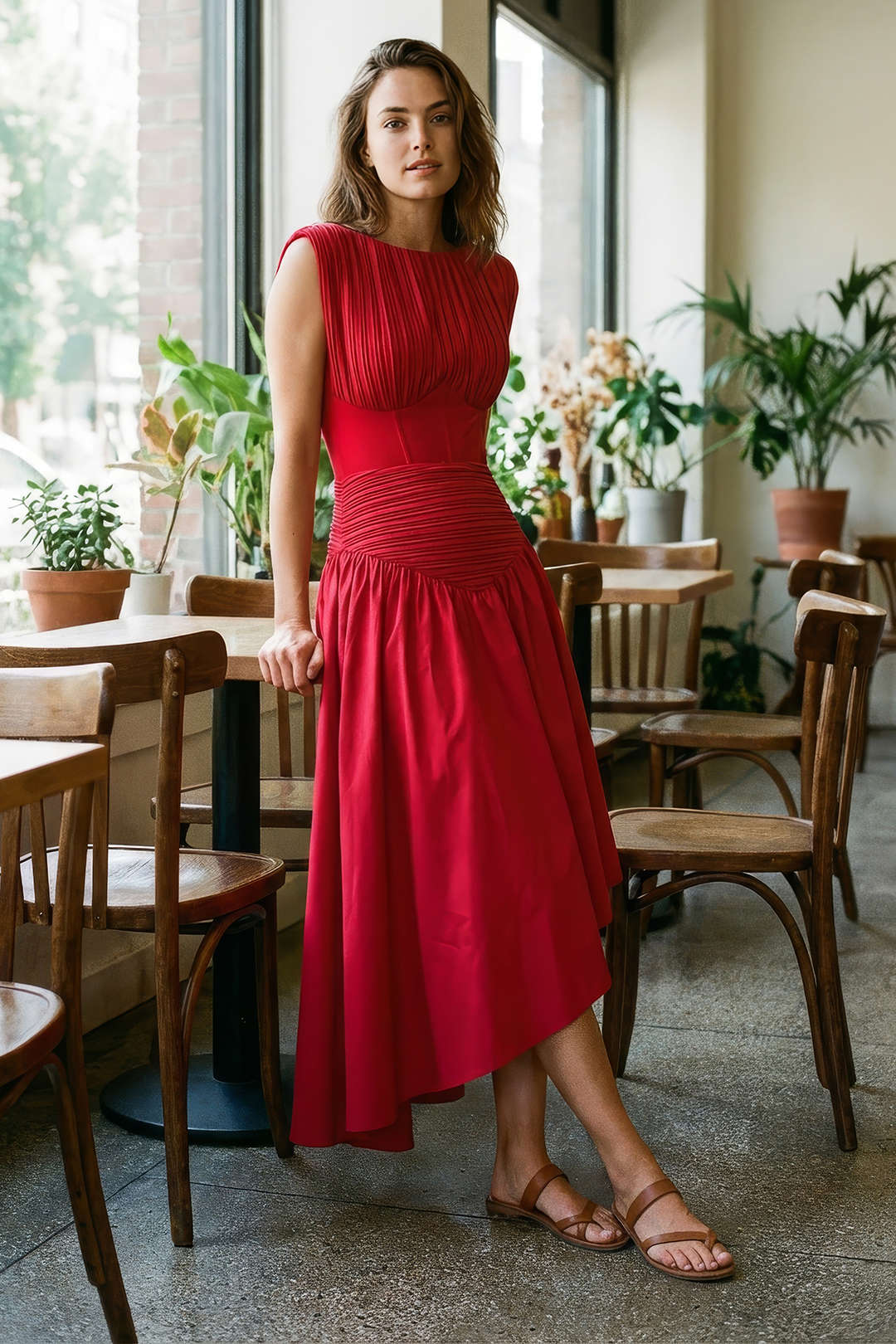 Pleated Sleeveless Bodysuit