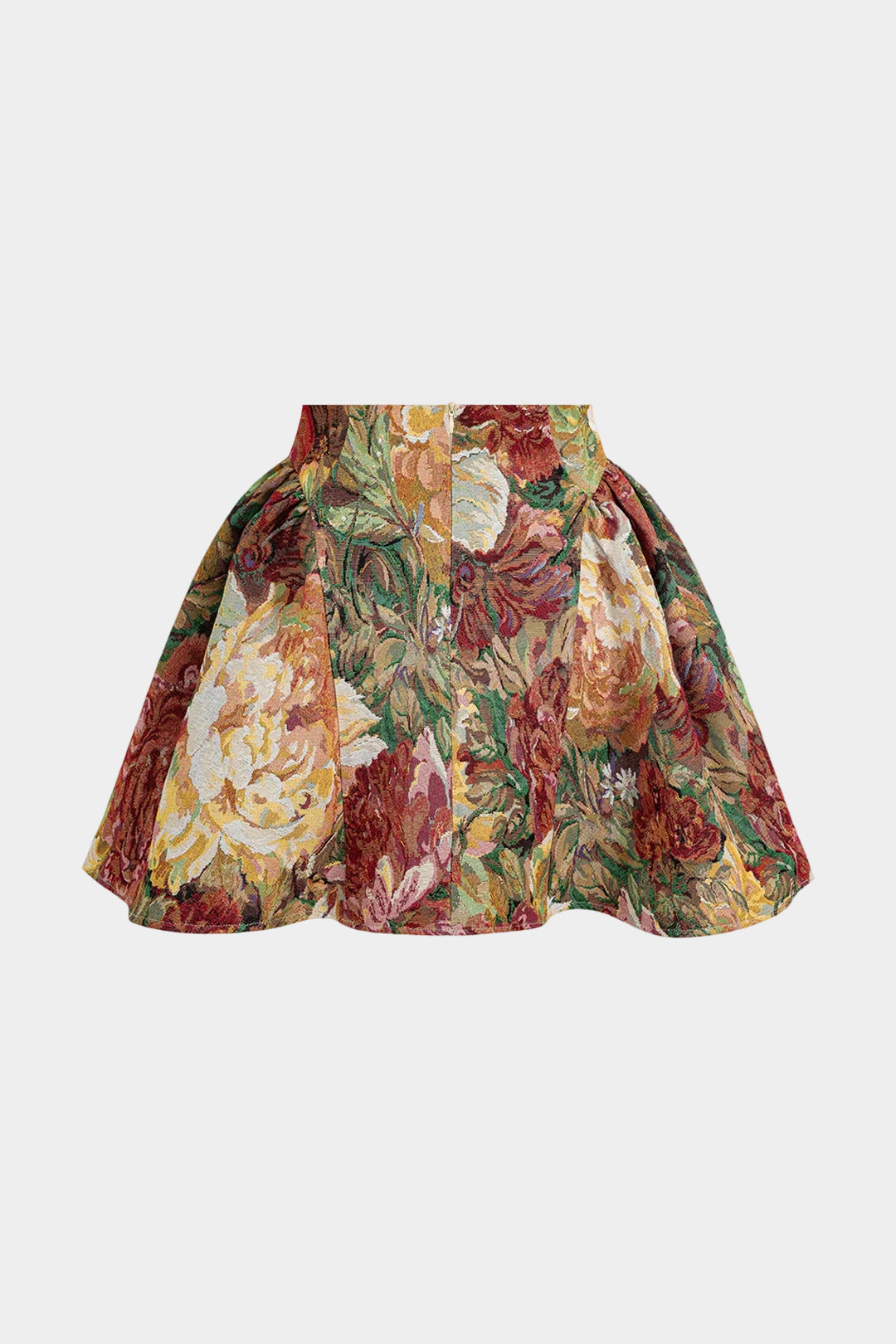 Floral Print Jacquard Ruched Skirt
