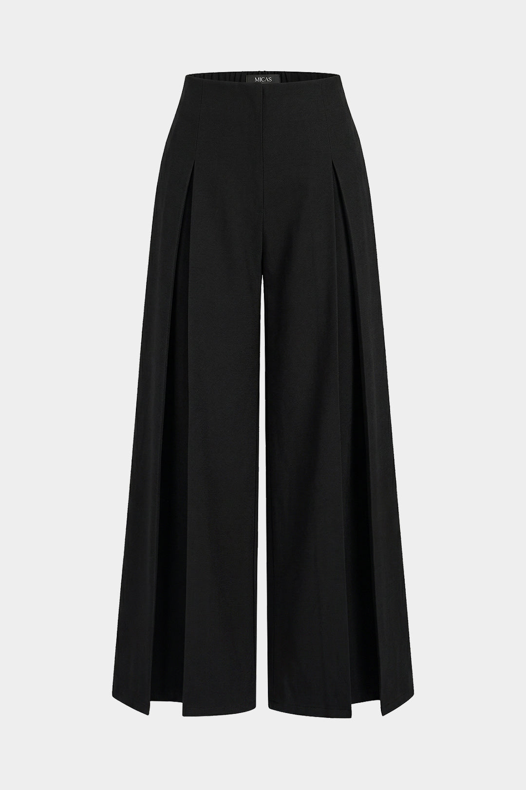 Solid High Waist Wide Leg Pants