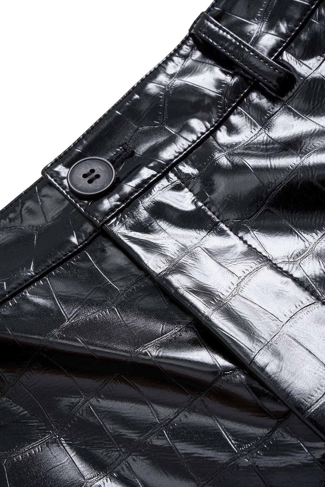 Faux Leather Patchwork Asymmetrical Straight Leg Pants