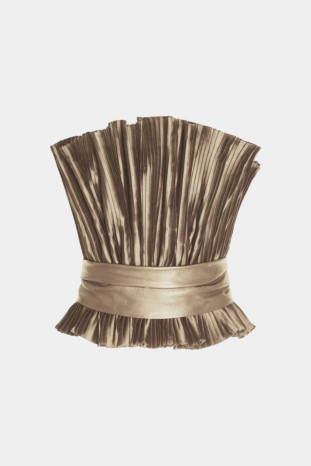 Faux Leather Patchwork Belted Ruched Tube Top