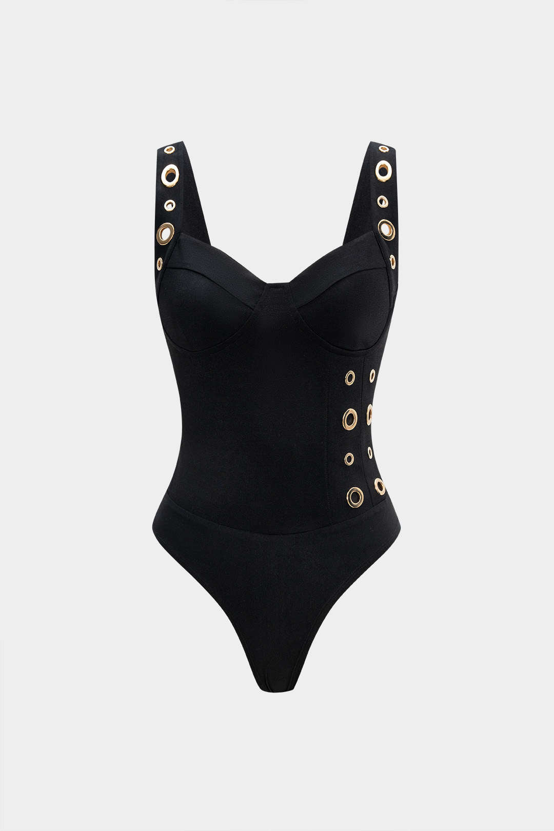 Metallic Eyelet Tank Sleeveless Bodysuit