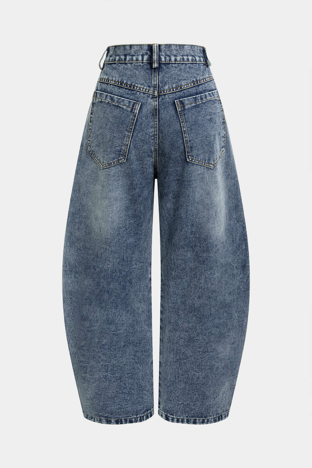 Denim Striped Pocket Wide Leg Jeans