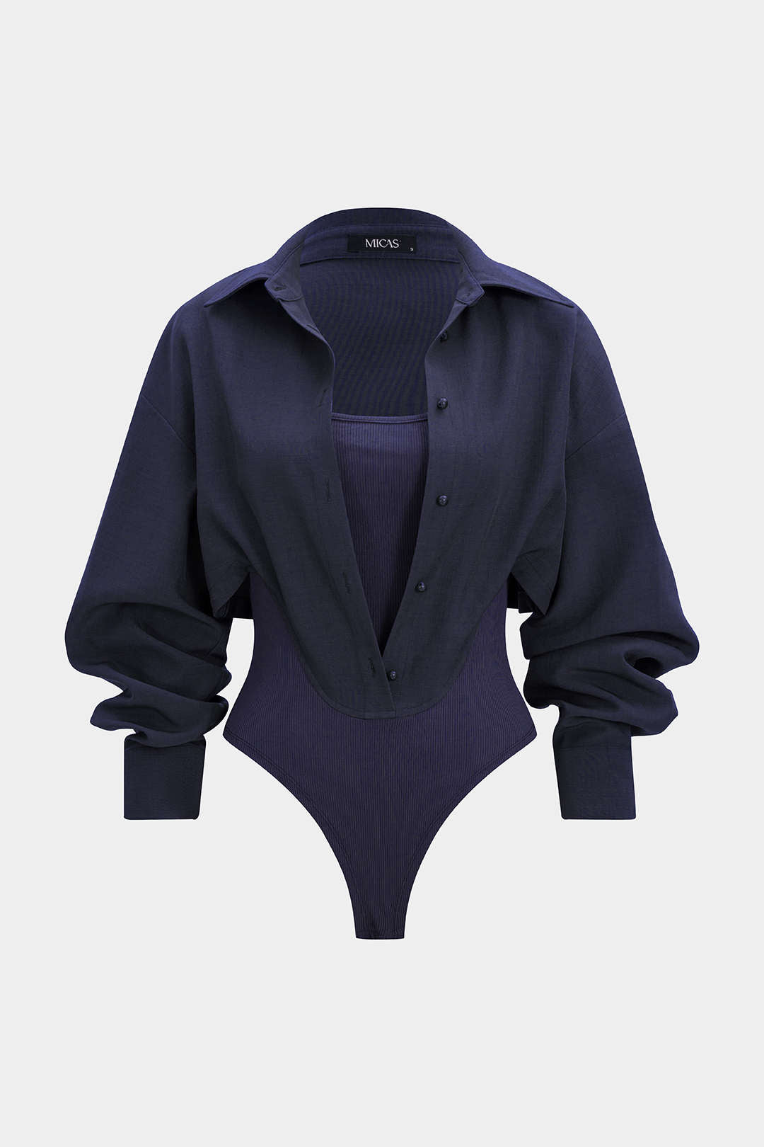 Patchwork Button Long Sleeve Bodysuit