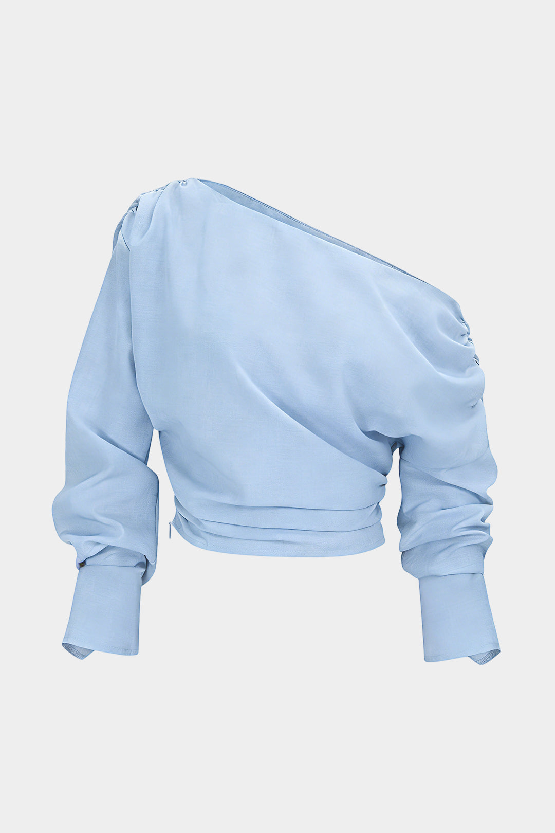 One Shoulder Ruched Long-Sleeve Shirt
