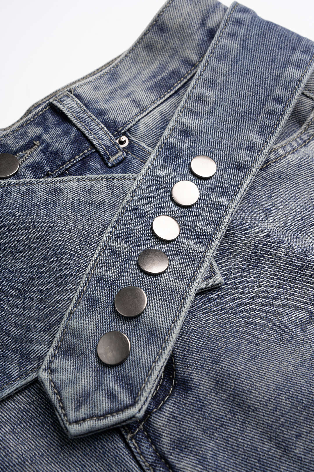 Denim Asymmetrical Wide Leg Jeans