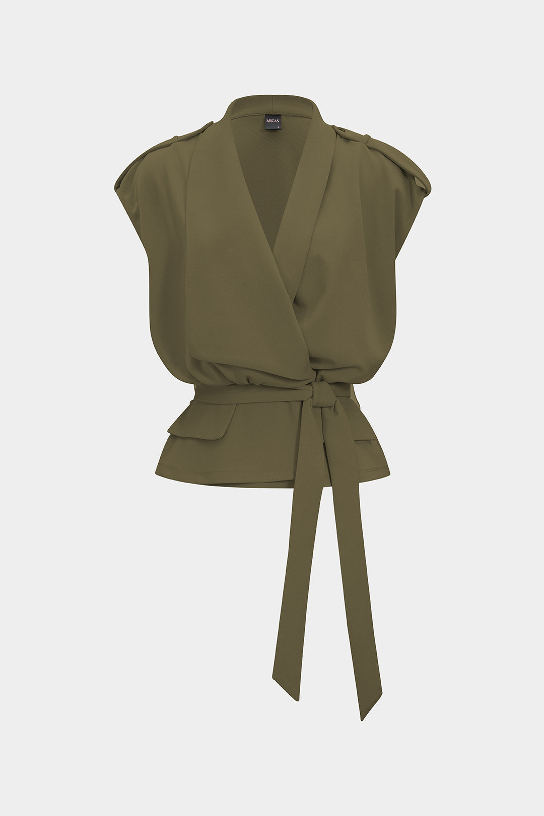 Linen Tie Front Asymmetrical Vest