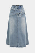 Denim Asymmetrical Belted Pocket Skirt