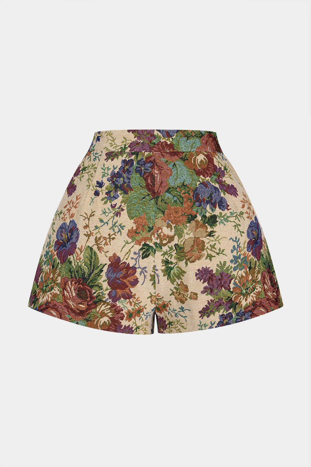 Floral Print Jacquard High Waist Shorts