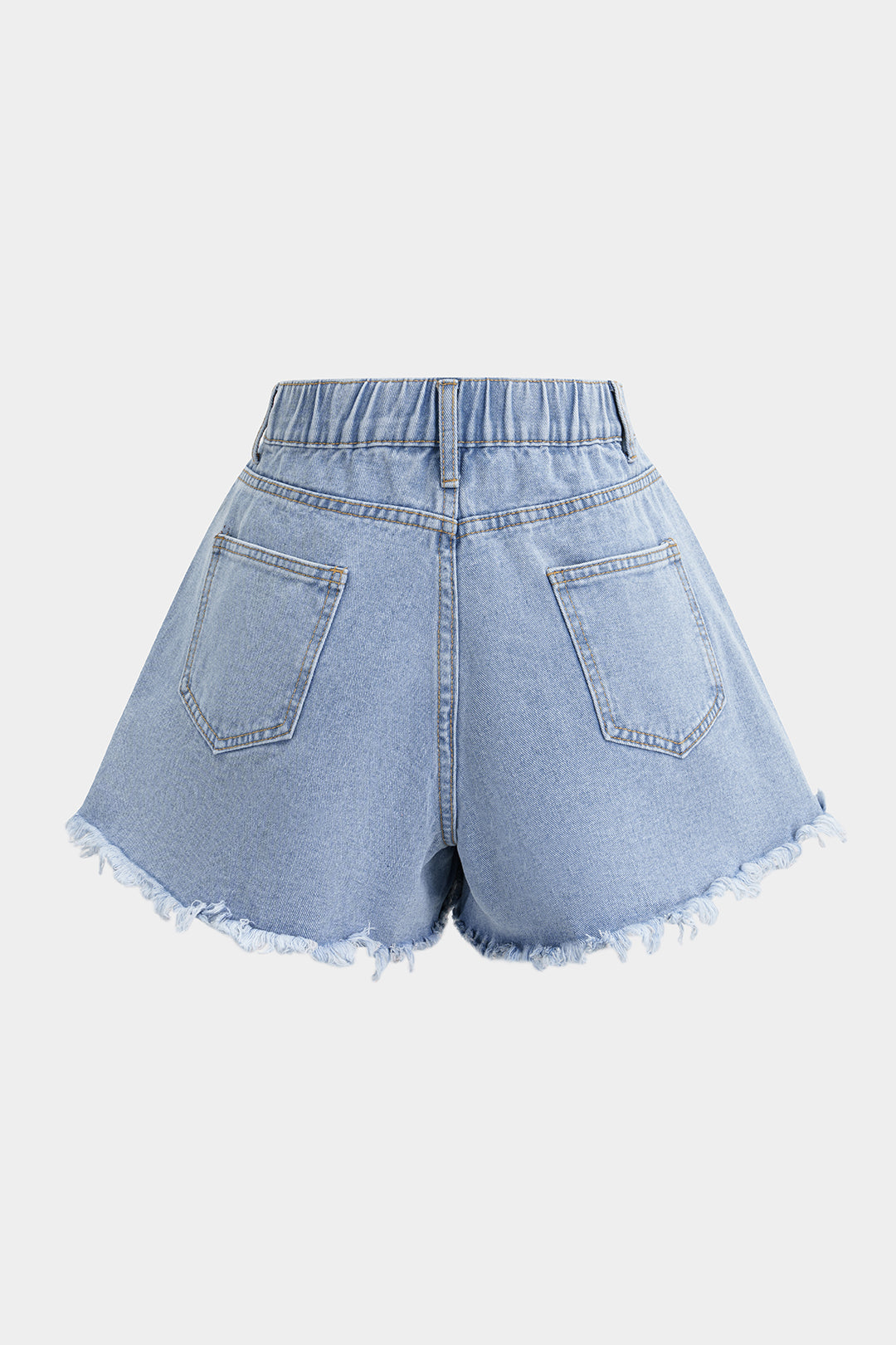 Denim Frayed Pocket Wide Leg Shorts