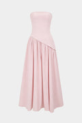 Asymmetrical Ruched Strapless Sleeveless Maxi Dress