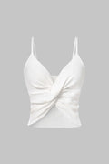 Knit V-Neck Twist Knot Cami Top