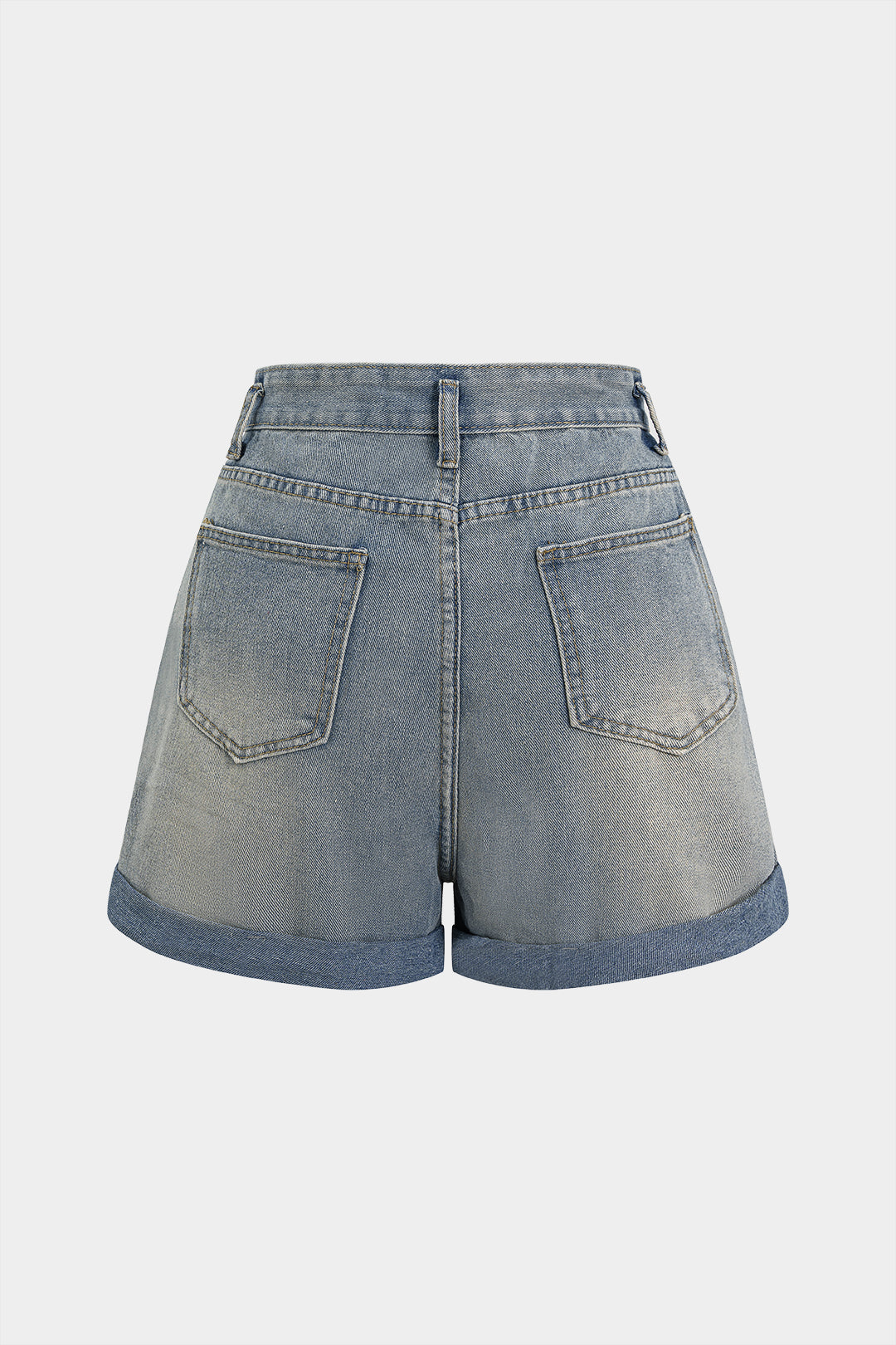 Denim Contrast High Waist Pocket Shorts