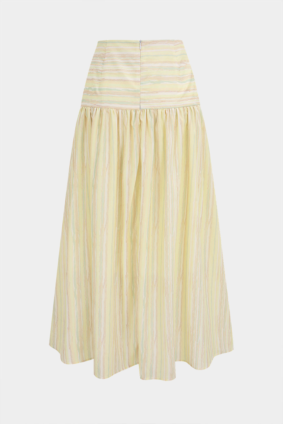 Stripes Print Ruched High Waist Skirt