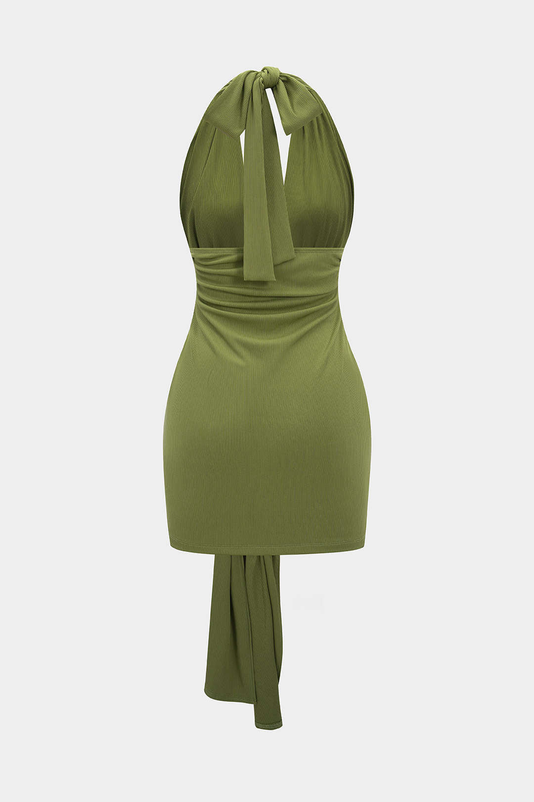 Halter V-Neck Backless Knotted Sleeveless Maxi Dress
