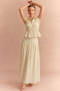 Stripes Print Ruched High Waist Skirt