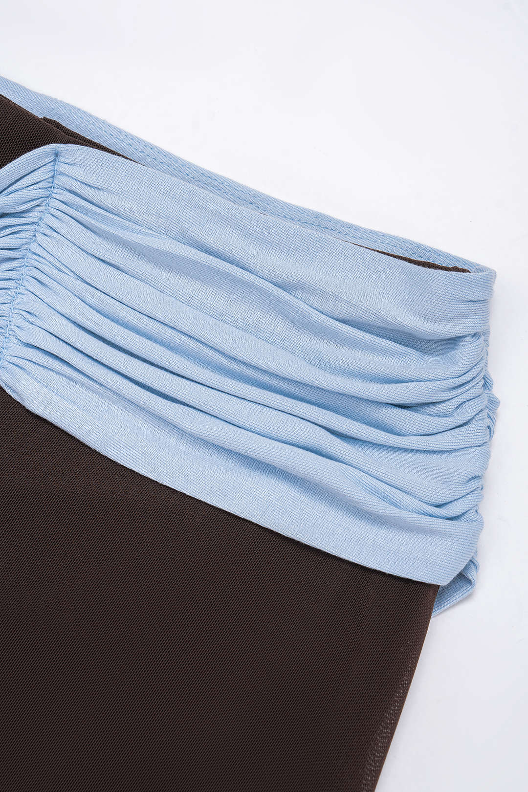 Contrast Mesh Patchwork Asymmetrical Ruched Skirt