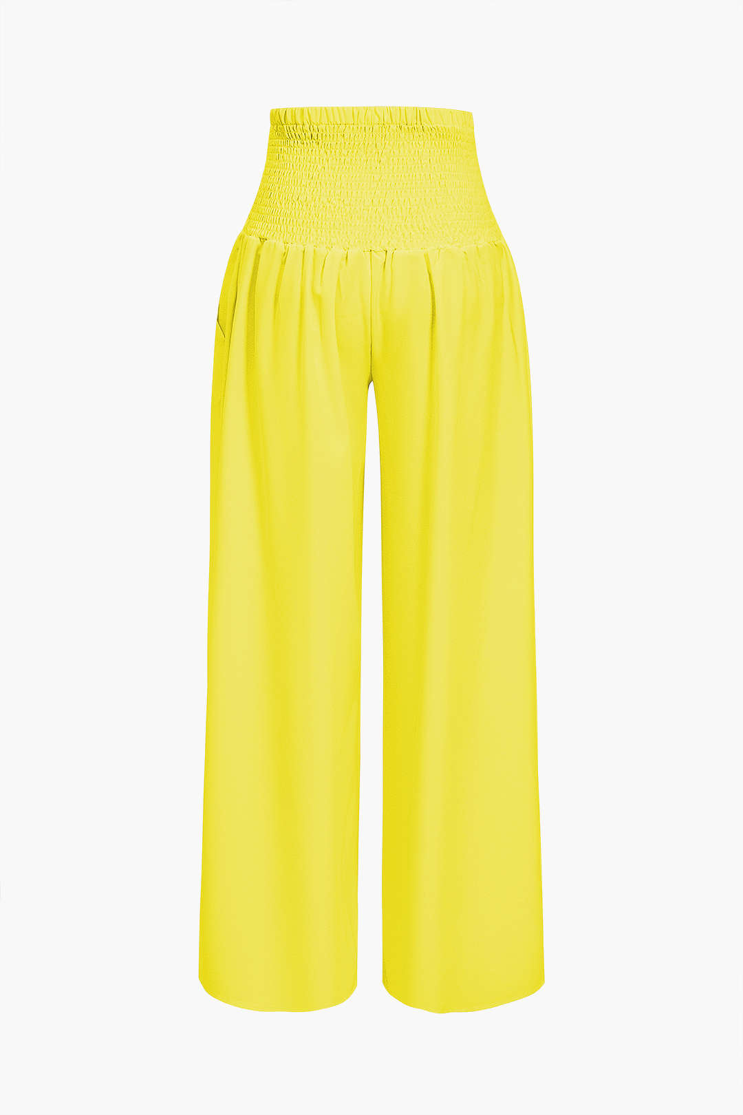 Ruched Tube Top And Tie Front Wide Leg Trousers Set