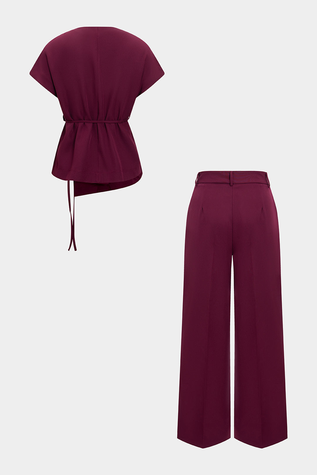 Tie-Up Strappy Short-Sleeve Top And Pants Set