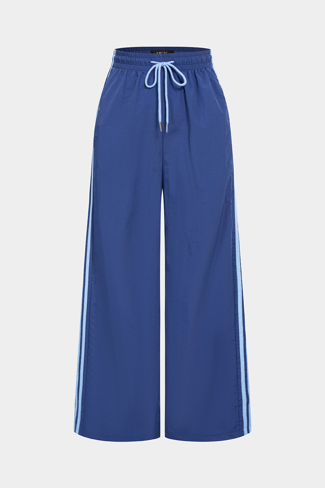Contrast Drawstring High Waist Wide Leg Pants