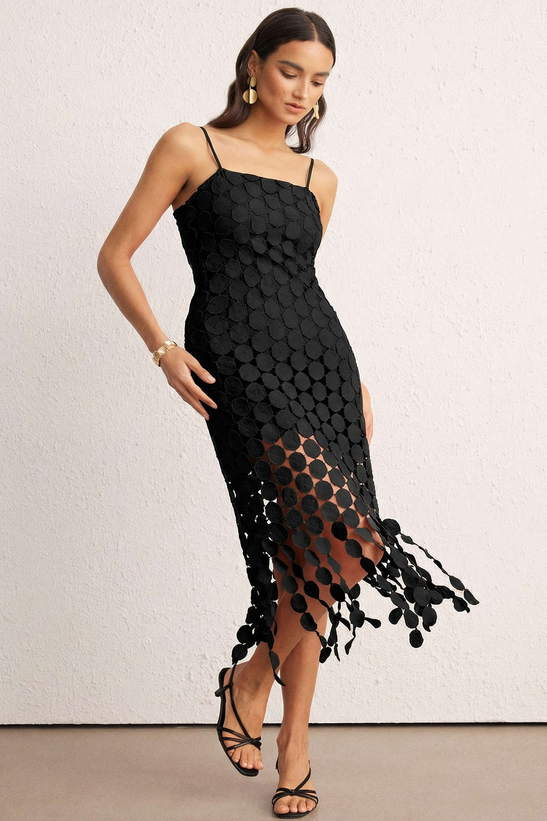 Fringe Cut Out Sleeveless Maxi Dress
