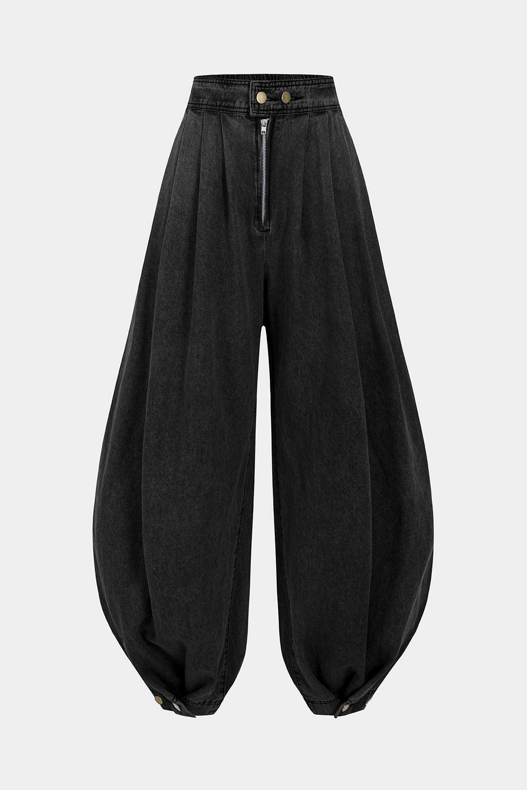 Denim High Waist Zipper Barrel Balloon Jeans