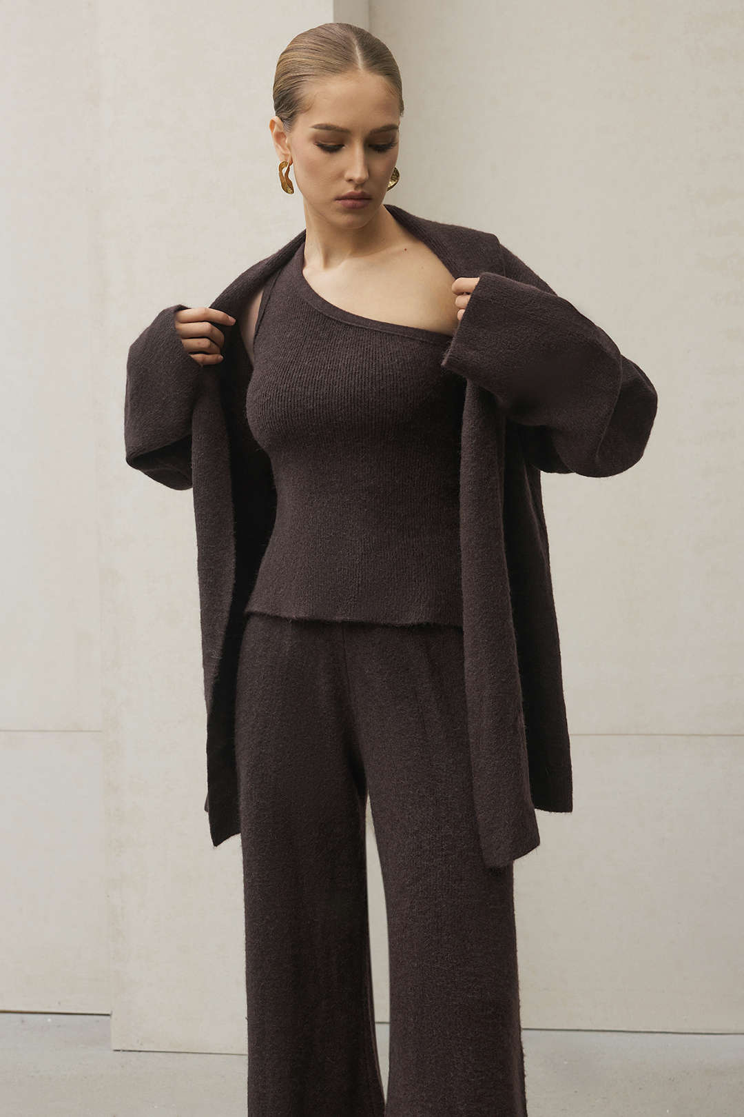 3PC Asymmetrical Tank Top And Wide Leg Pants Set