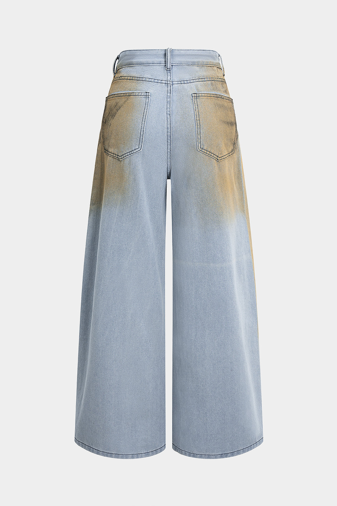 Denim Contrast Pocket Wide Leg Jeans