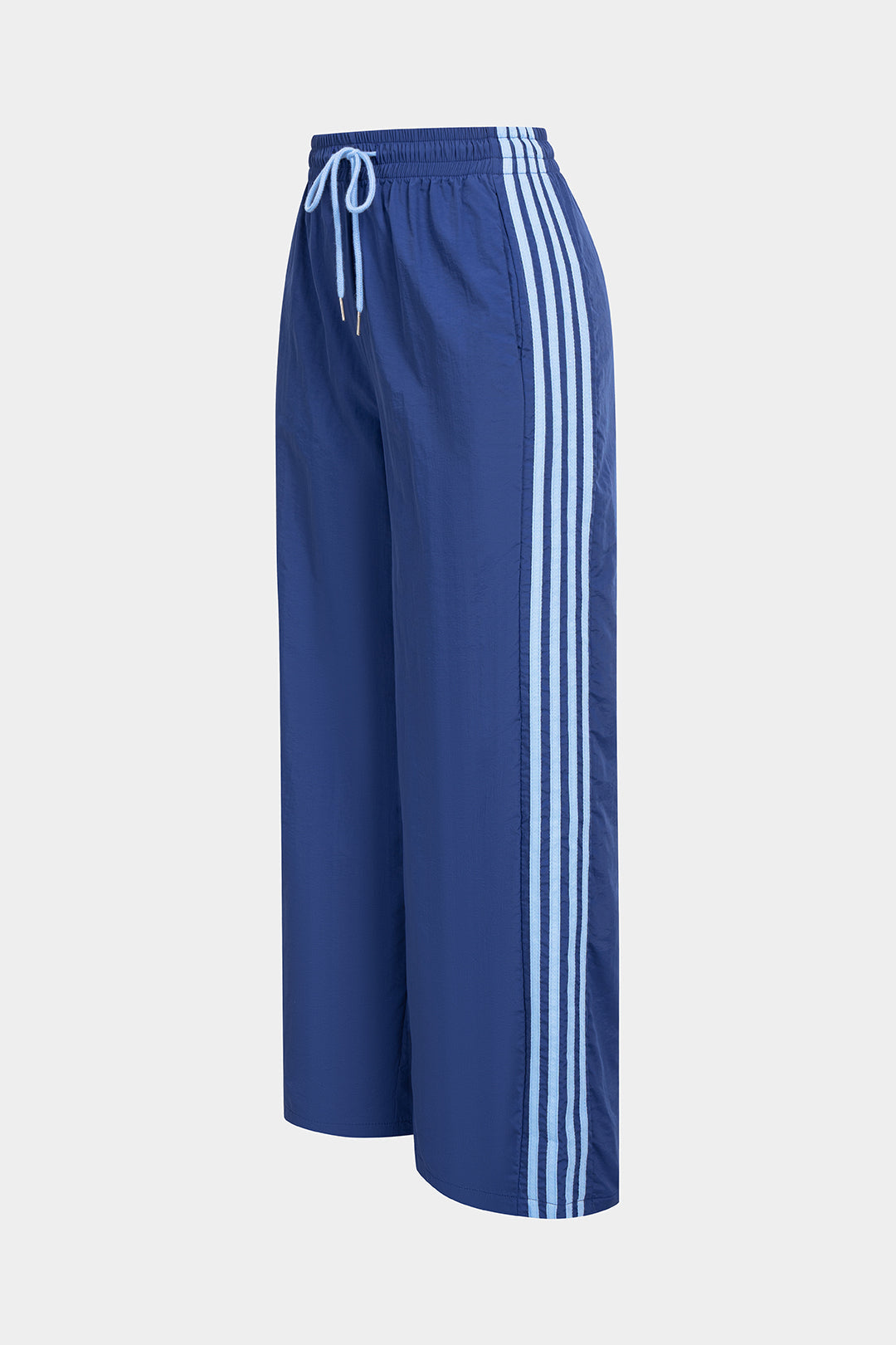 Contrast Drawstring High Waist Wide Leg Pants