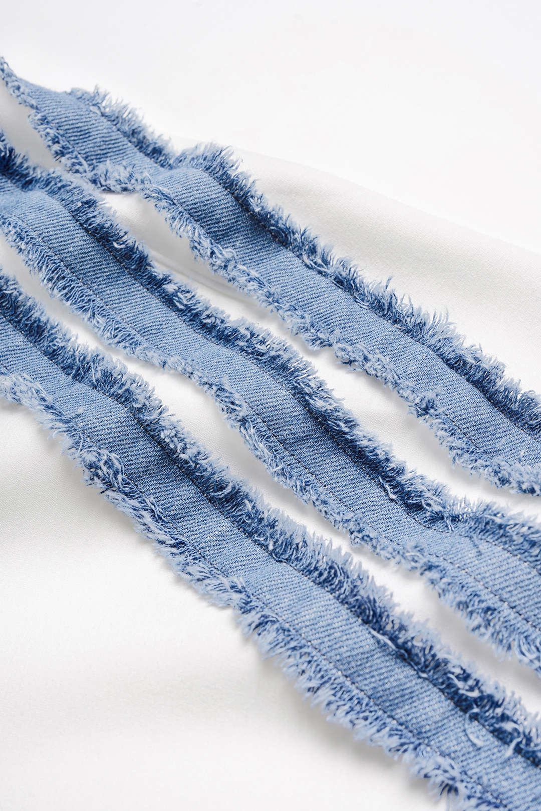 Striped Patchwork Denim Tie-Up Wide Leg Pants