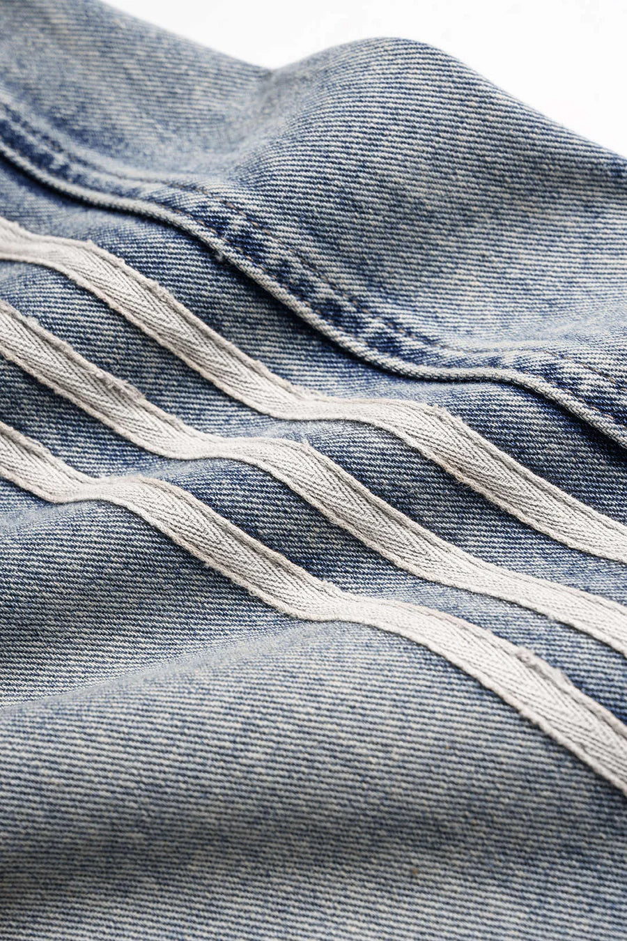 Denim Contrast Stripes Wide Leg Jeans