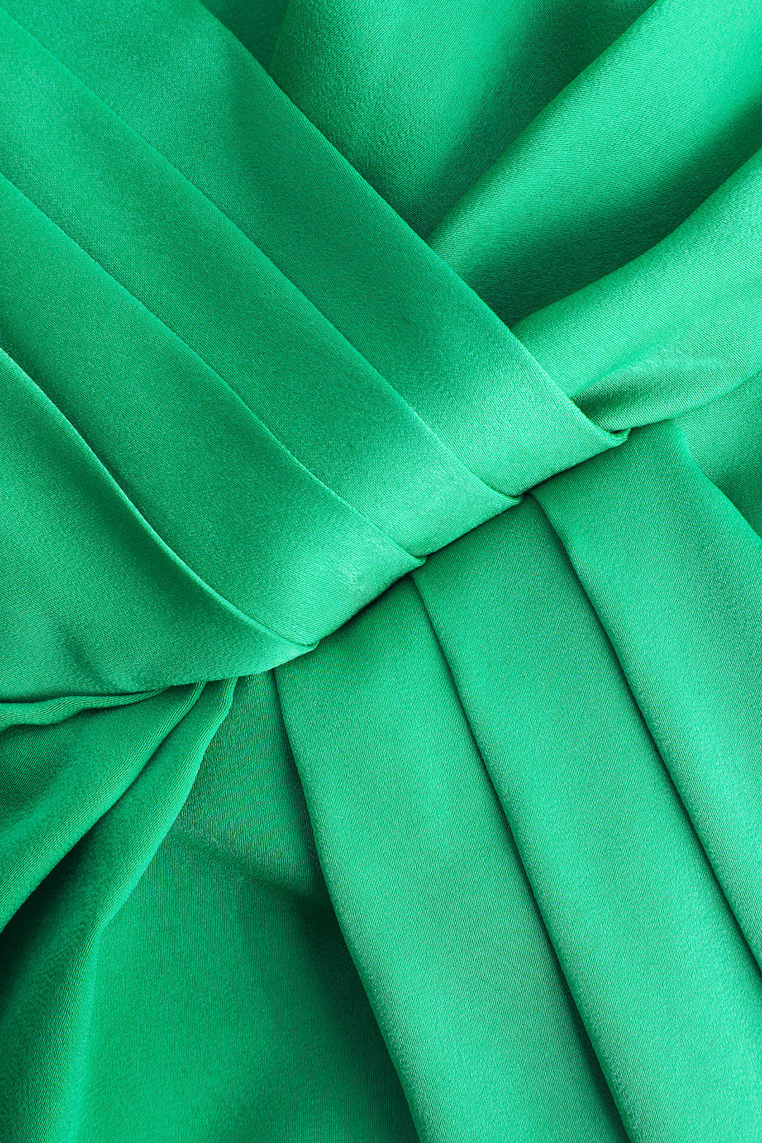V-neck Satin Pleated Ruched Dress With Neck Scarf