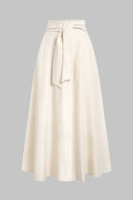 High Waist Tie-Up Ruched A-Line Skirt