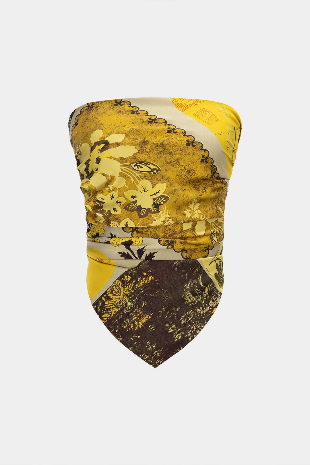 Retro Print Satin Tie-Up Tube Top