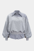 Patchwork Asymmetrical Long Sleeve Sweatshirt