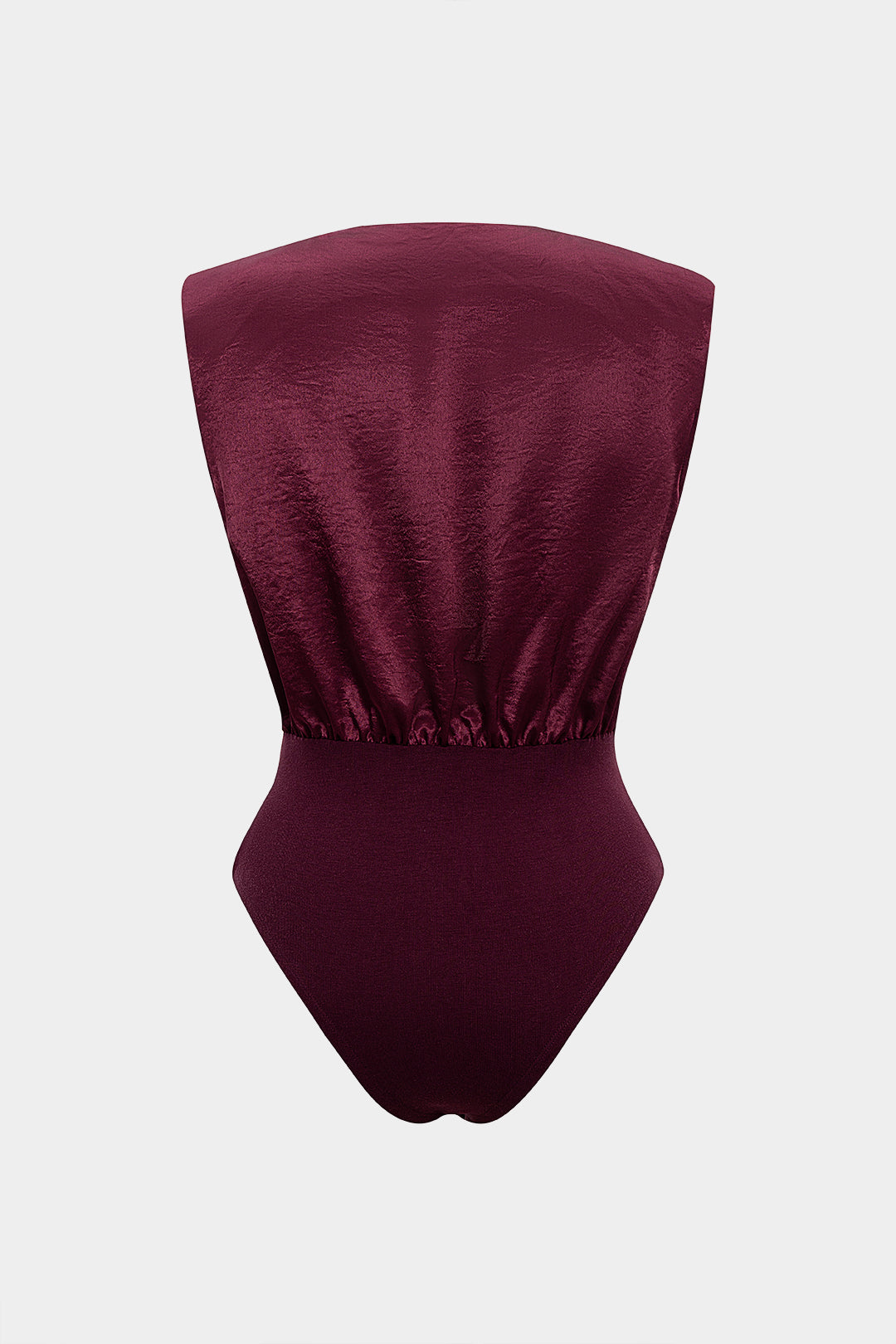 Satin Patchwork Metallic Decor V-Neck Sleeveless Bodysuit