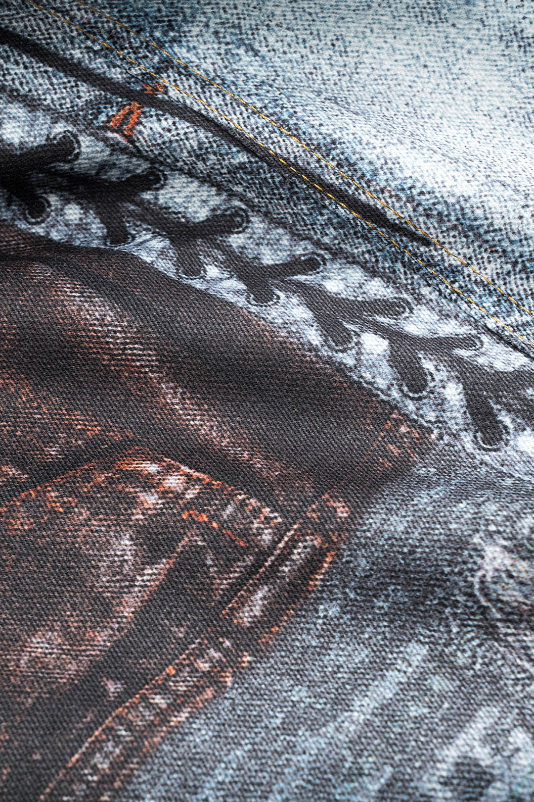 Abstract Print Button Pocket Wide Leg Barrel Trousers