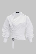 Ruched Drawstring Long-Sleeve Shirt