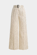 Polka Dots Print Belted Wide Leg Pants