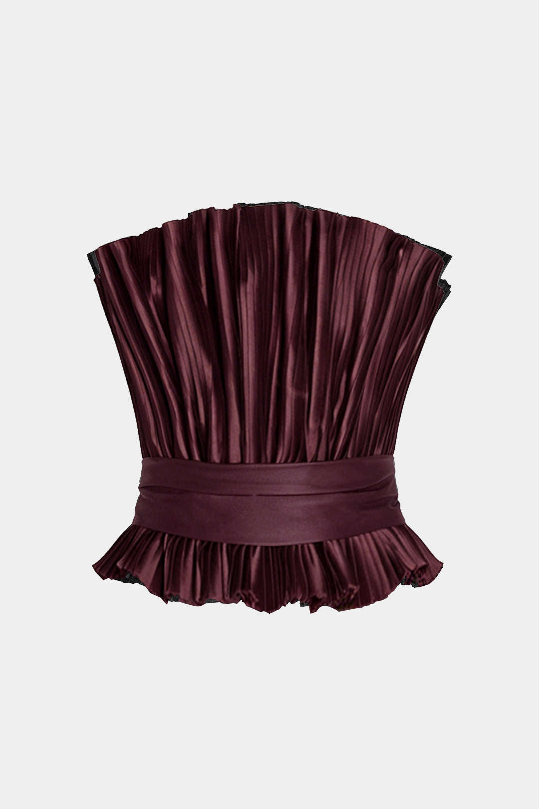 Faux Leather Patchwork Belted Ruched Tube Top