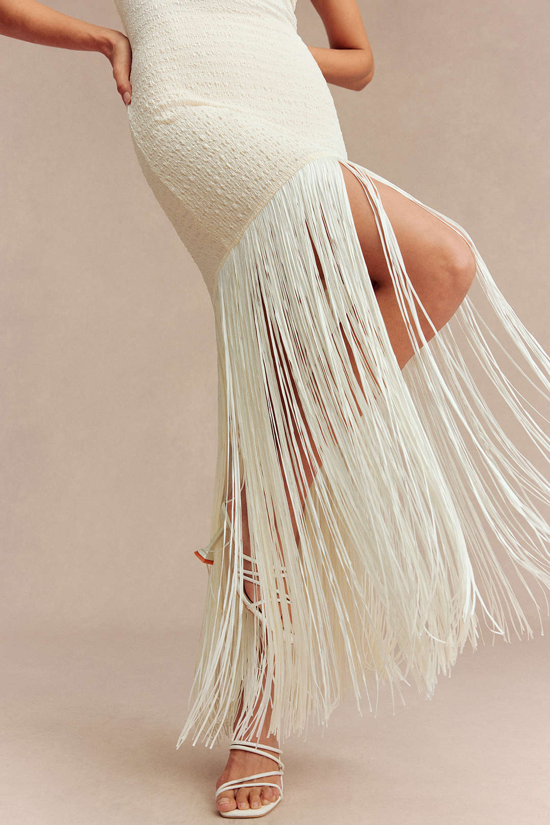 Round Neck Backless Fringe Sleeveless Dress