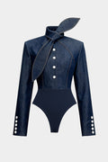 Denim Tie-Up Button Bodysuit