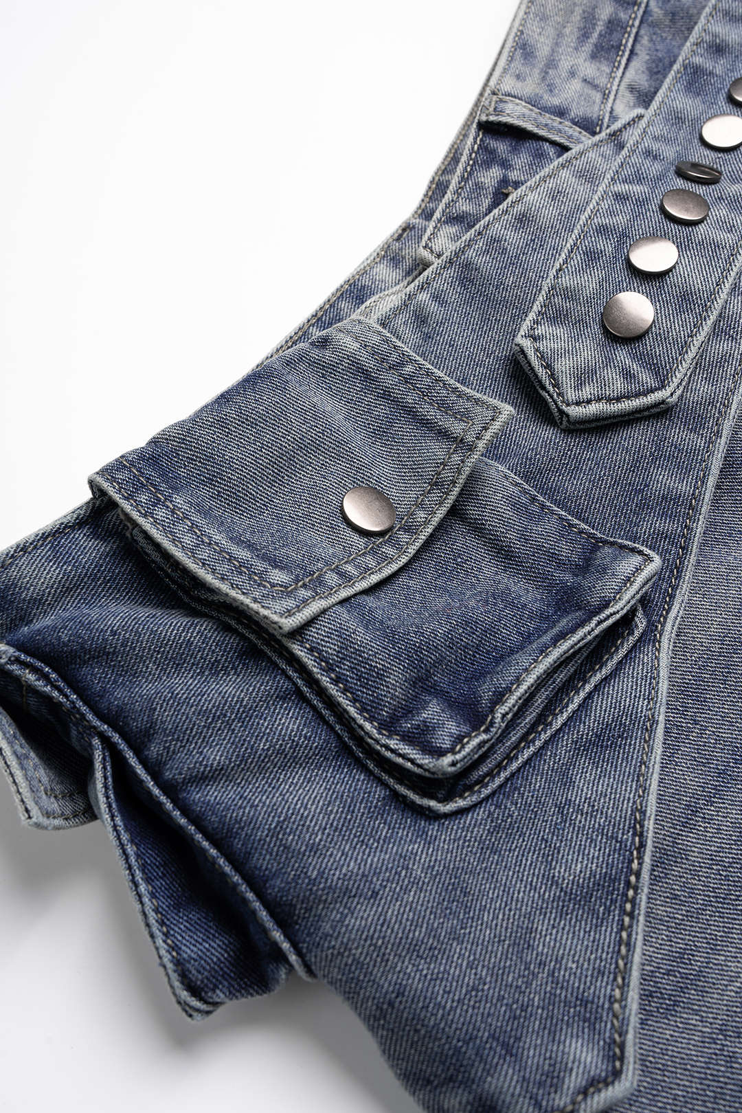 Denim Asymmetrical Wide Leg Jeans