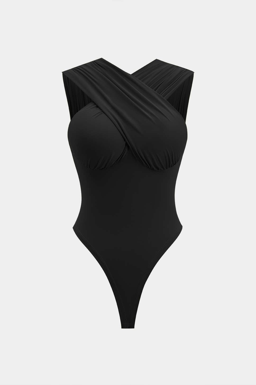 Ruched Crossed Backless Bustier Bodysuit