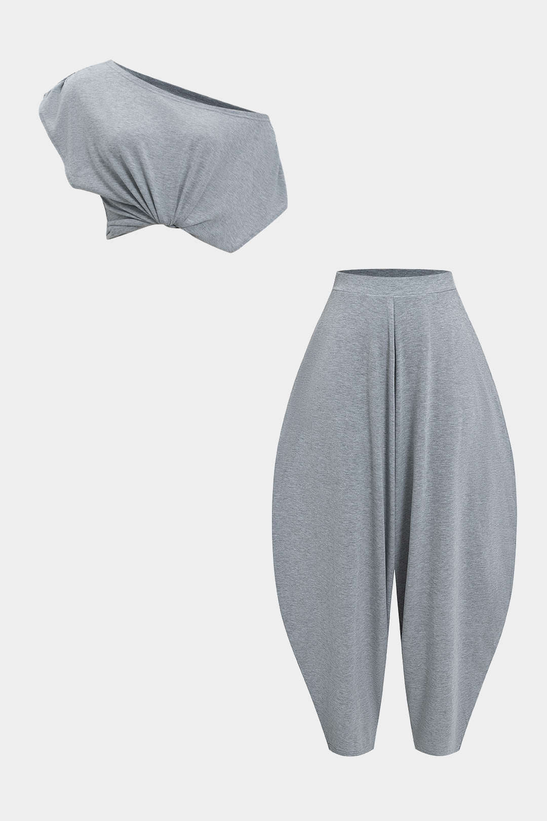 Asymmetrical  Top And Barrel Pants Set