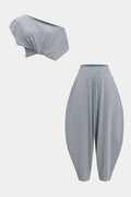 Asymmetrical  Top And Barrel Pants Set