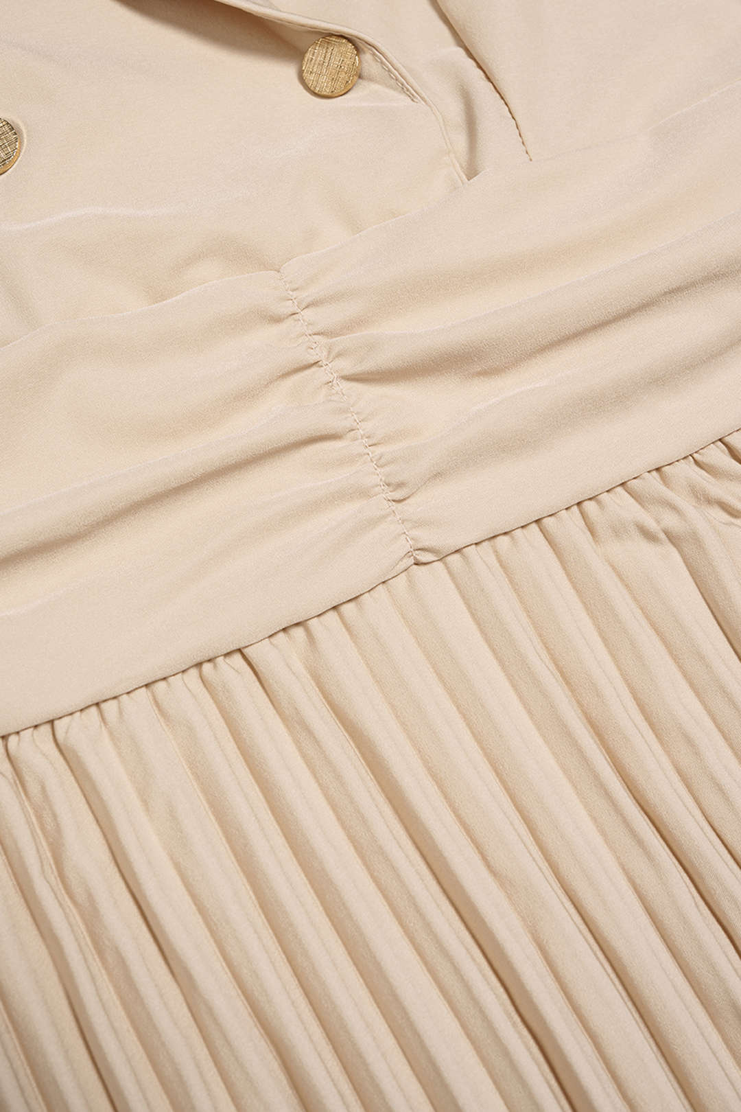 Notched Lapel Pleated Sleeveless Maxi Dress