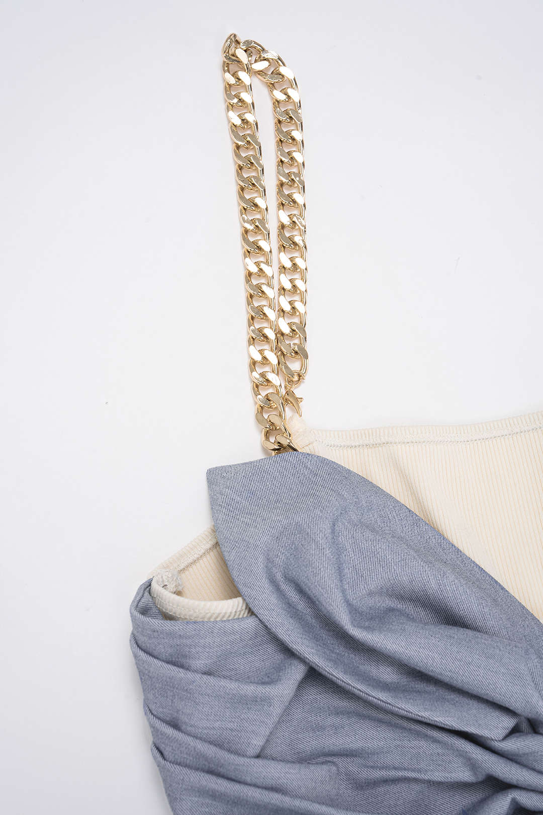 Patchwork Metallic Chain Knot Sleeveless Bodysuit