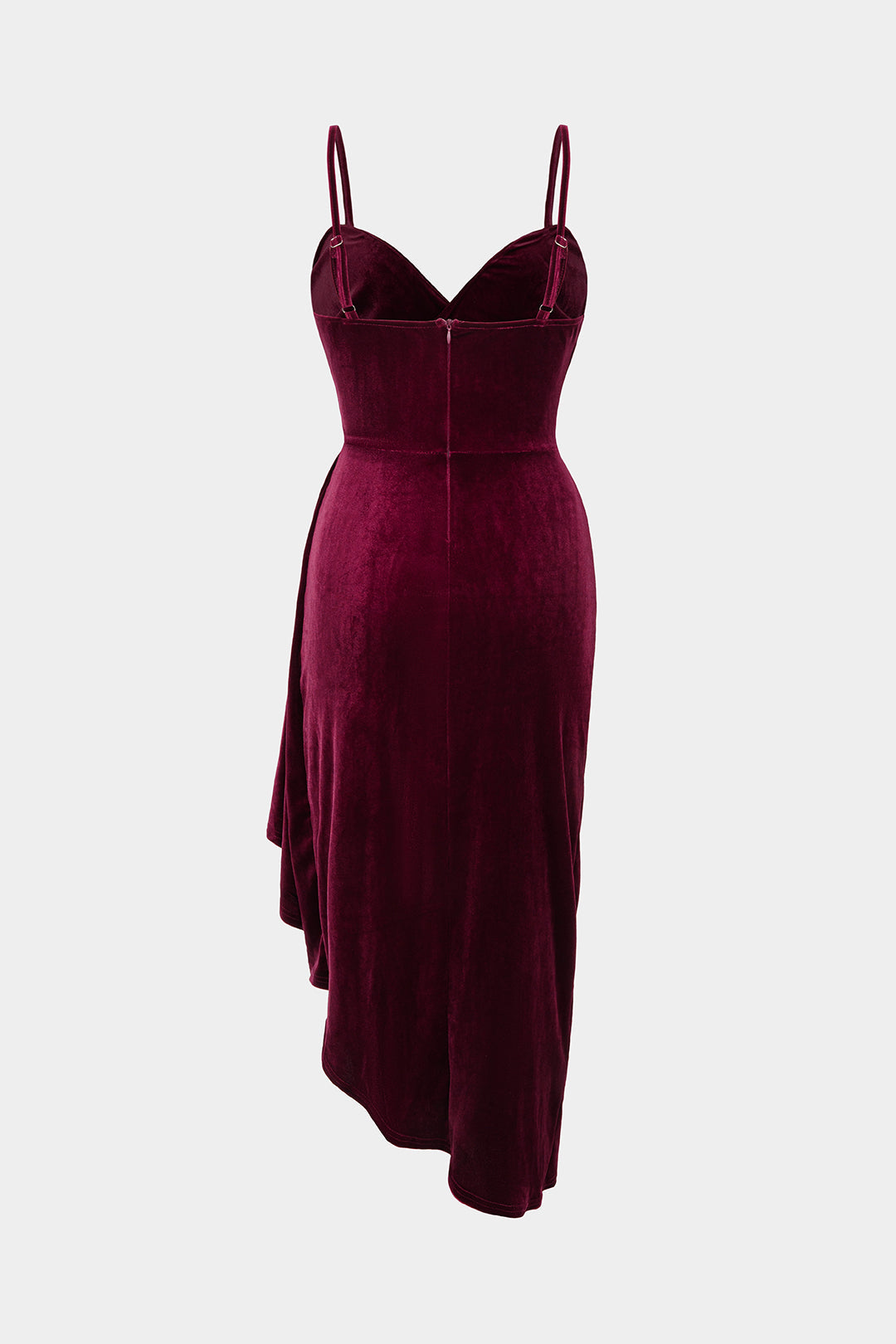 Velvet Ruched Sleeveless Slip Midi Dress